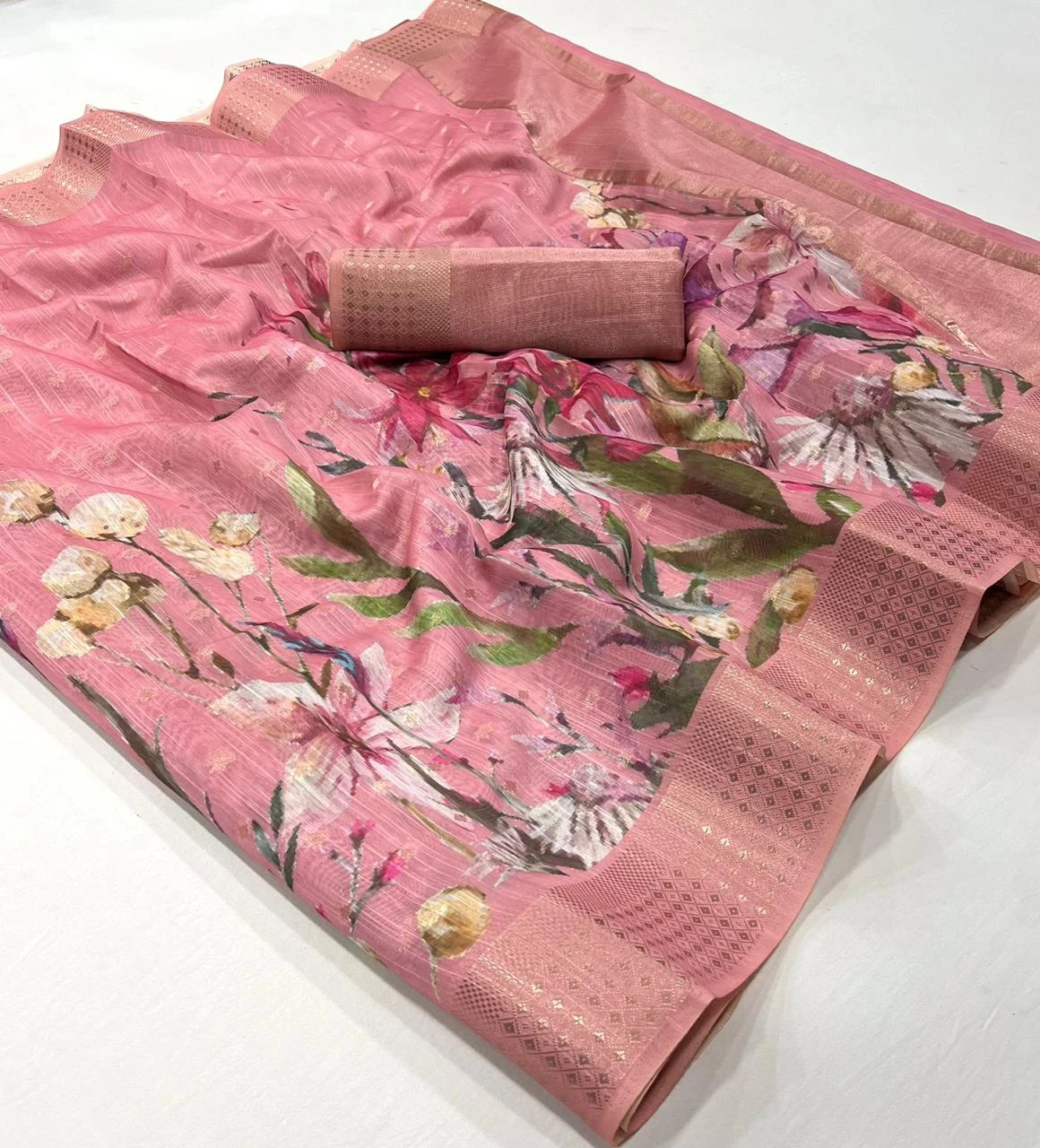 Rajtex Kaffyn Printed Handwoven Linen Wholesale Fancy Sarees Catalog — Wholesale Sarees, rajtex wholesale from Surat - Gallery Image 4
